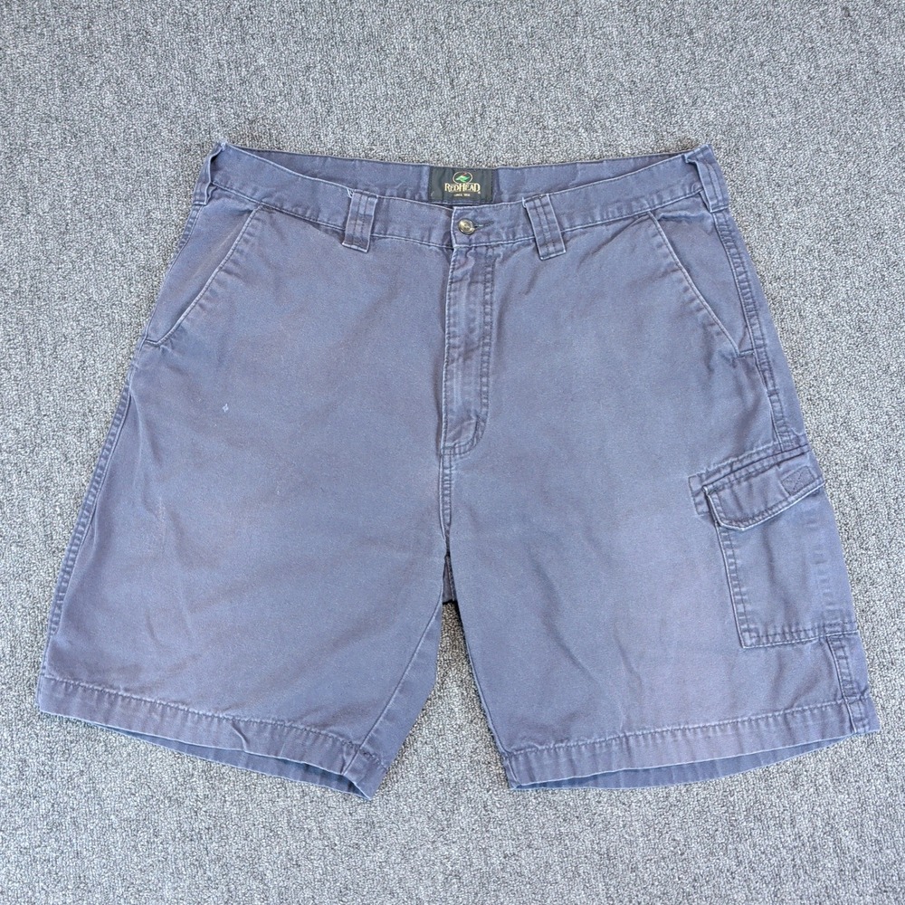 RedHead Cargo Shorts Mens 38 Blue Solid Cotton Canvas Outdoor Rugged Workwear